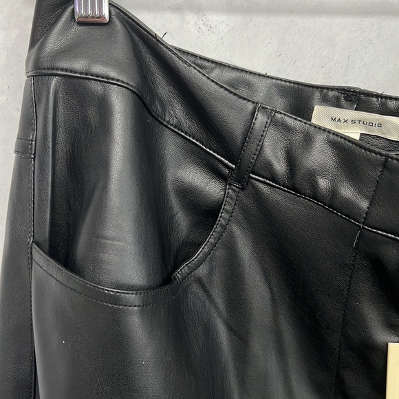 Max Studio Size 14 Black Faux Leather Wide Leg Pants - Picture 3 of 8